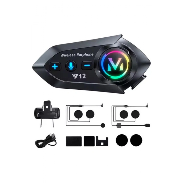 ÇOK SATAN Y12  Motor Kask Kulaklık Rgb Modlu Radyolu Motosiklet Kulaklık 5.3 Bluetooth Intercom
