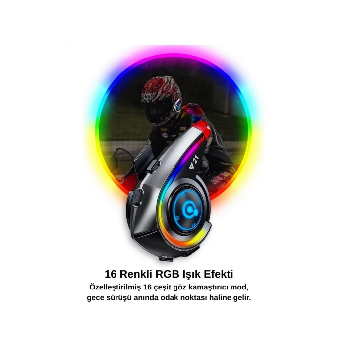 ÇOK SATAN Y21 Rgb Işık Efektli Intercom Bluetooth Motosiklet Kask Kulaklığı Intercom Kulaklık