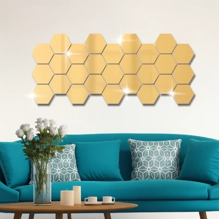 ÇOK SATAN Yapışkanlı Akrilik Gold Ayna Seti 12 Adet