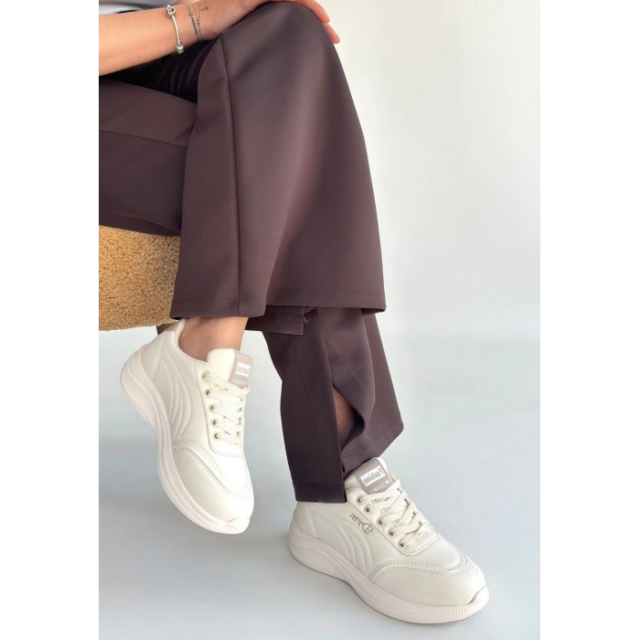 ÇOK SATAN Yejja Bej Cilt Bağcıklı Spor Ayakkabı