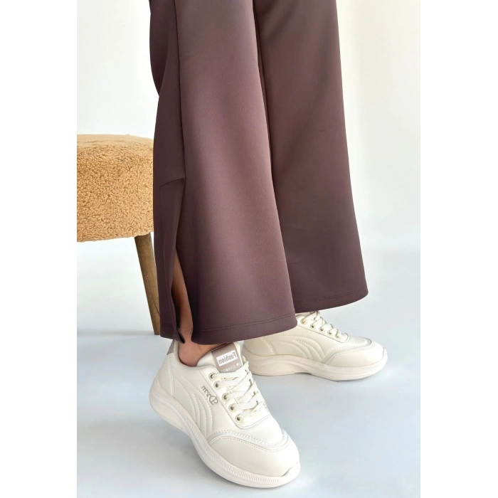 ÇOK SATAN Yejja Bej Cilt Bağcıklı Spor Ayakkabı