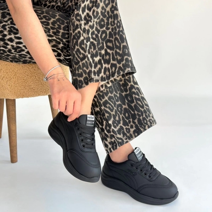 ÇOK SATAN Yejja Siyah Cilt Bağcıklı Spor Ayakkabı