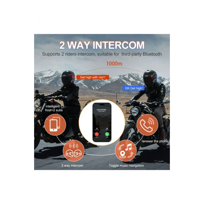 ÇOK SATAN Yeni Model Y80-2x Motosiklet İntercom 2 Kişilik Bağlantı Rgb Işıklı Bluetooth Kulaklık Seti