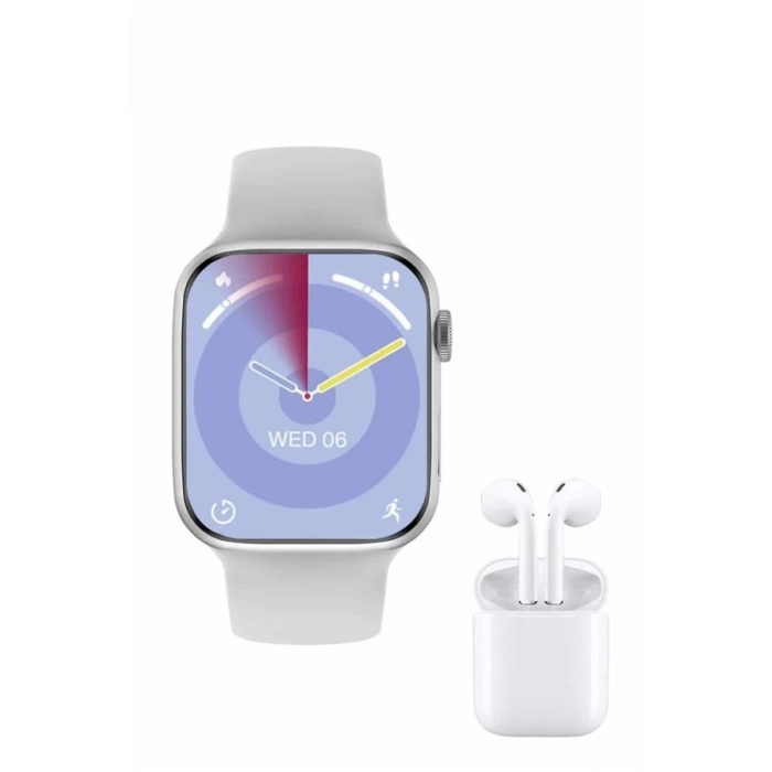 ÇOK SATAN Yeni Nesil Akıllı Saat Ve Kulaklık Seti Gümüş Kasa Zarif Tasarım Çok Fonksiyonlu