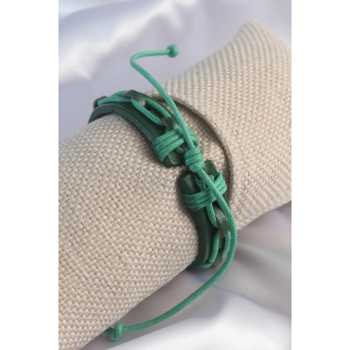 ÇOK SATAN Yeşil Renk Deri İpli Erkek Bileklik