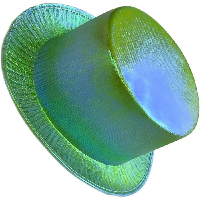 ÇOK SATAN Yeşil Renk Işıltılı Hologram Kumaş Kaplama Fötr Silindir Şapka Yetişkin Boy