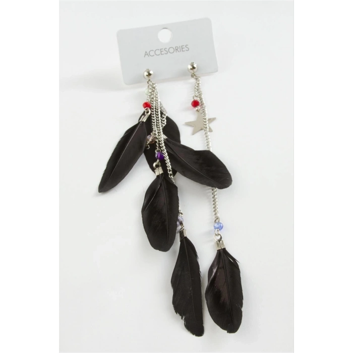 ÇOK SATAN Yıldız Kristal Tüylü Küpe