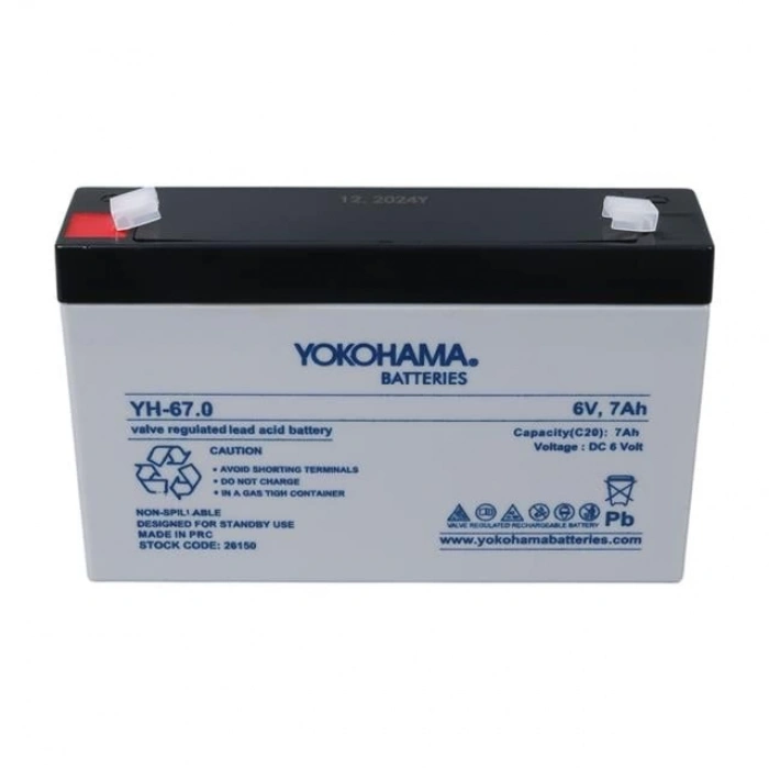 ÇOK SATAN Yokohama Yh-67.0 6 Volt - 7 Amper Akü (150x50x94 Mm)