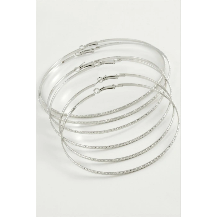 ÇOK SATAN Zikzak Desenli Metal Halka Küpe 6 Adet