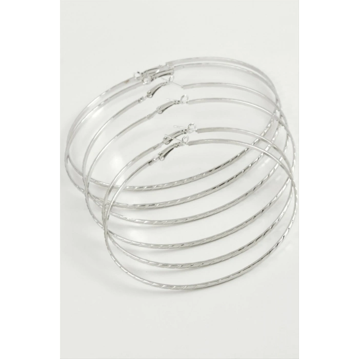 ÇOK SATAN Zincir Desenli Metal Halka Küpe 6 Adet