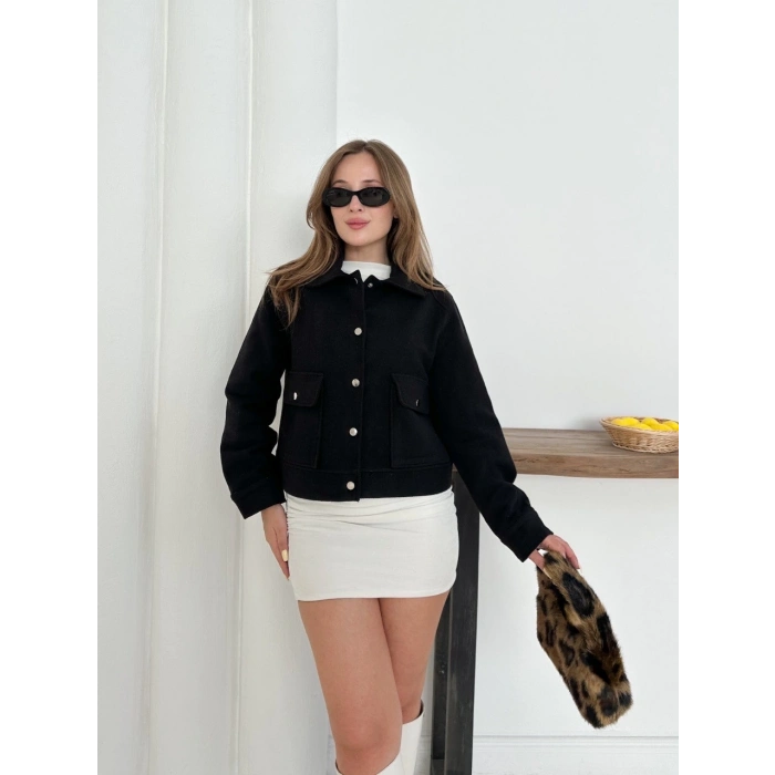 ÇOK SATAN Zr model kaşe ceket siyah st255807