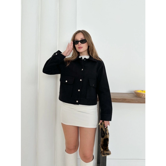 ÇOK SATAN Zr model kaşe ceket siyah st255807