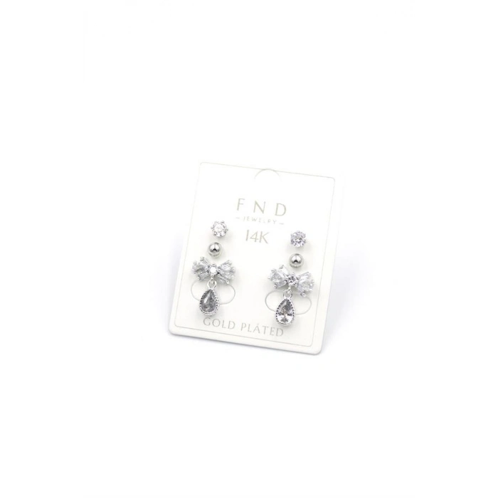 Çoklu Taşlı Küpe - Gümüş