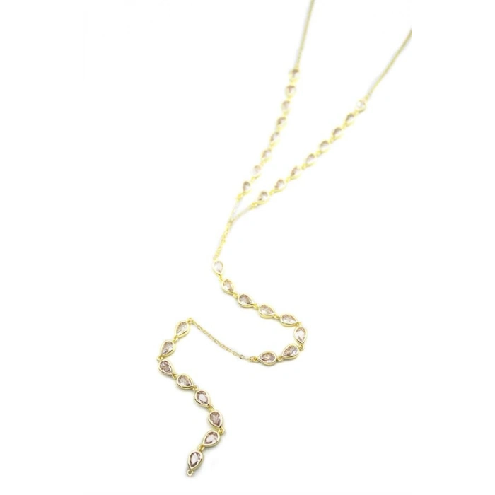 Damla Taşlı Y Kolye - Altın