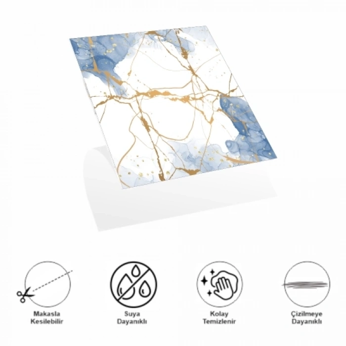 DecoHandy Pvc Yapışkanlı Yer Karosu 30x30cm 4Lü Paket - Blue Edition 0,36m2