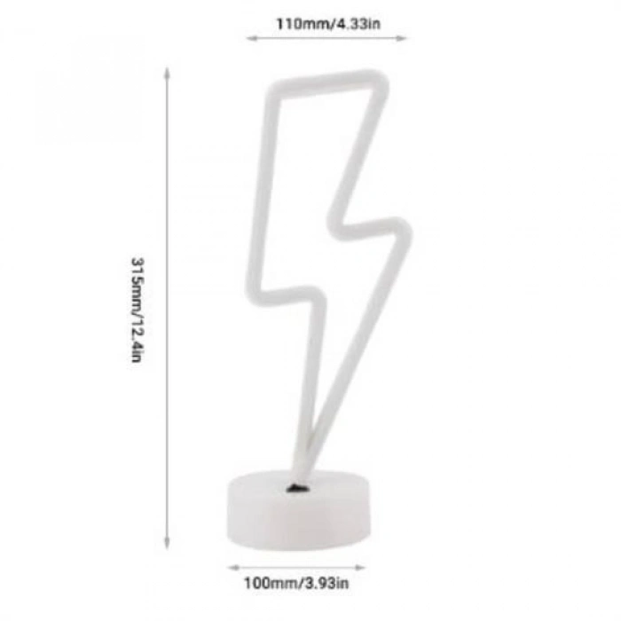 Dekoratif Şimşek Şeklinde Pilli Neon Led a Süs Masa ası