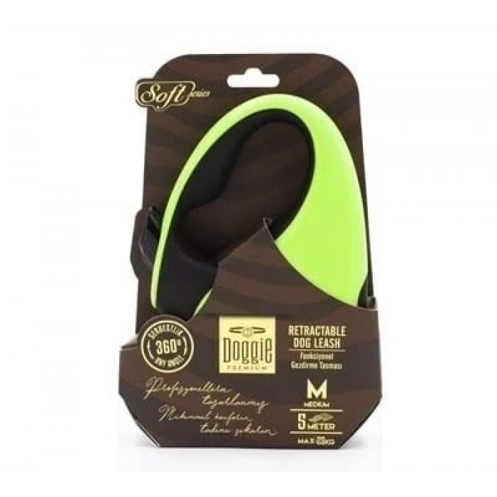 Doggie Soft Otomatik Köpek Uzatma Tasması Medium Yeşil 25 Kg 5 Mt