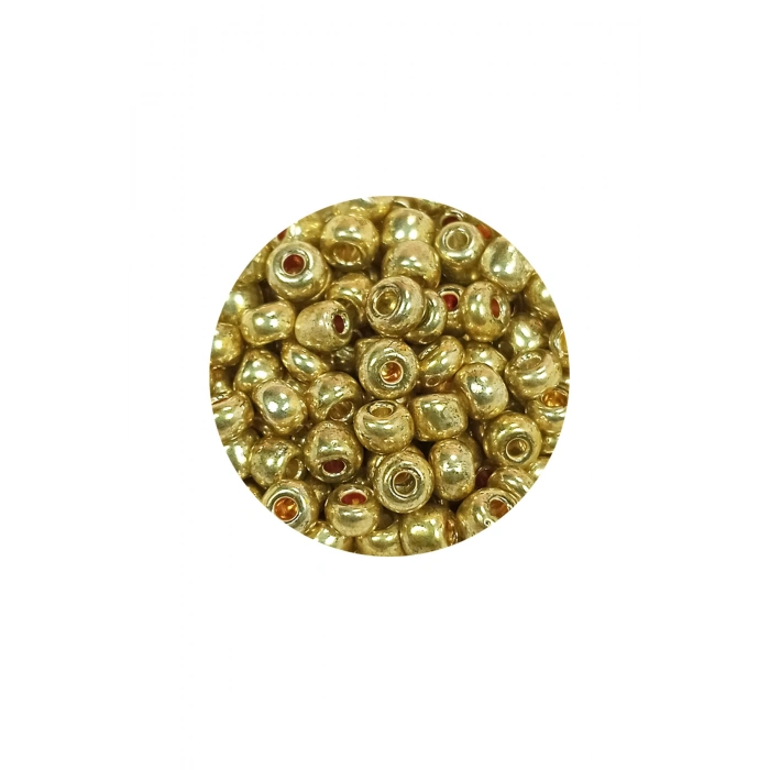 Dökme Cam Kum Boncuk Büyük Boy (6/0) 4 mm - 60 Gram - Altın - BNC129