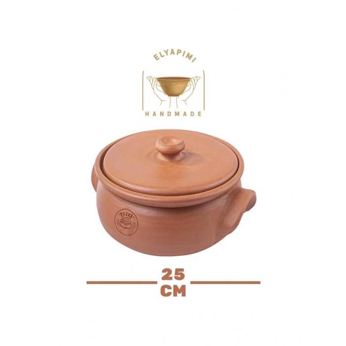 El Yapımı Kapaklı Toprak Güveç Tencere Orta Boy Astarlı 5 Litre (ÖZEL KIRILMAZ KUTUSUNDA)