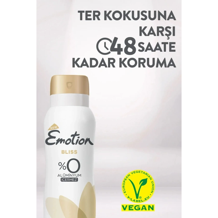 Emotion Bliss Kadın Vegan Deodorant 150 Ml Hızlı Kurur , Leke Bırakmaz