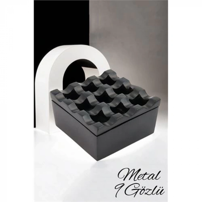 Kapaklı Paslanmaz Kare Küllük - Kapaklı Metal Kül Tablası - Kafe Küllüğü Restoran Küllüğü Masaüstü Küllük