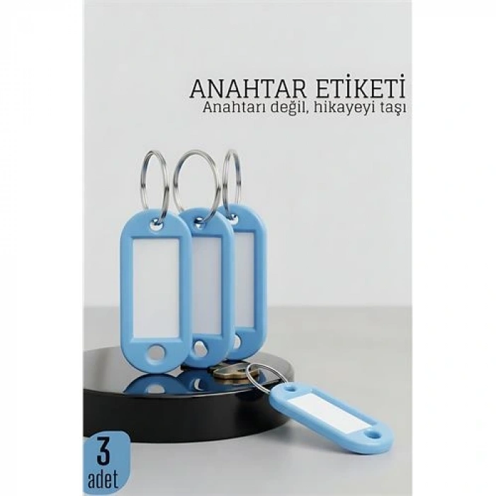 Etiketli 3lü Anahtarlık Halkası – İsim Yazılabilir, Metal Halka ile Şık Tasarım