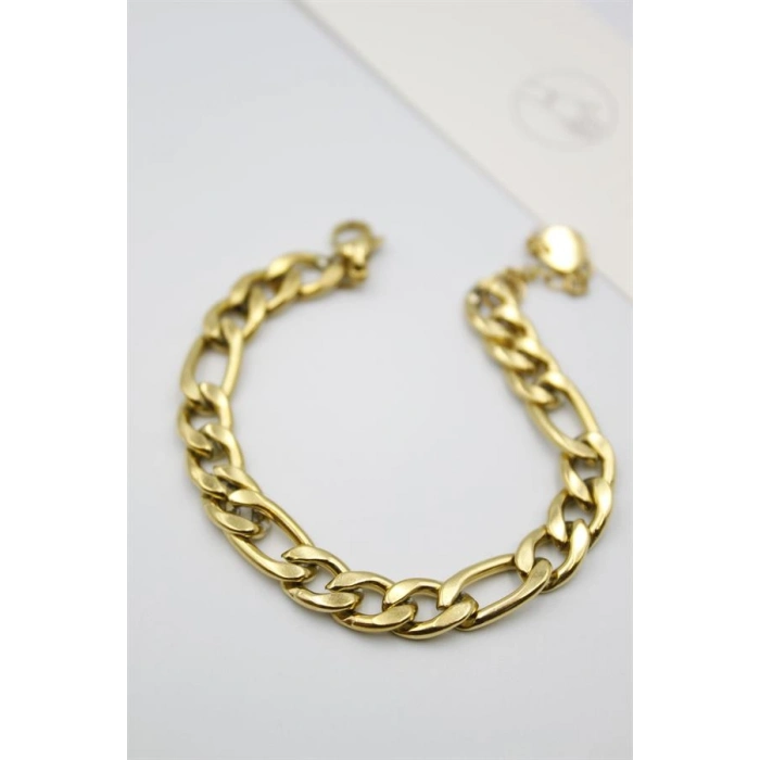 Ezme Zincir Çelik Bileklik - Altın
