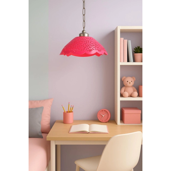 Fuşya Akrilik Avize Soft Pembe Modern Aydınlatma 35x35x12 cm