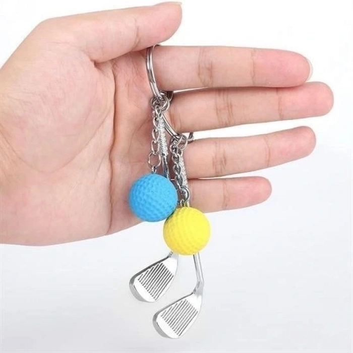 Gerçekçi Golf Tasarımlı Şık Anahtarlık Kolye Çanta Süsü Golf Keychain