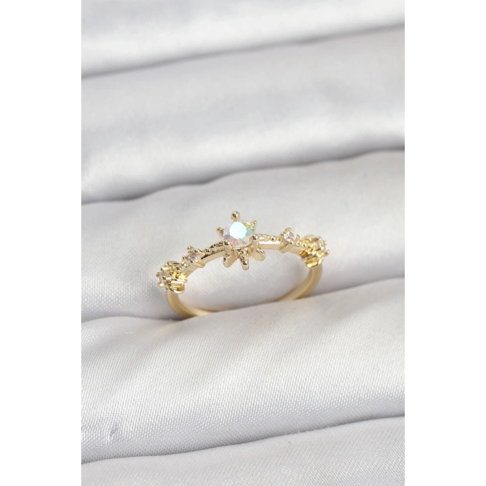 Gold Renk Pirinç Yıldız Model Kadın Yüzük