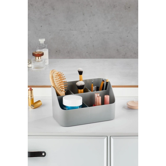 Gri Makyaj Kutusu & Kozmetik Organizeri & Çok Amaçlı Kutu