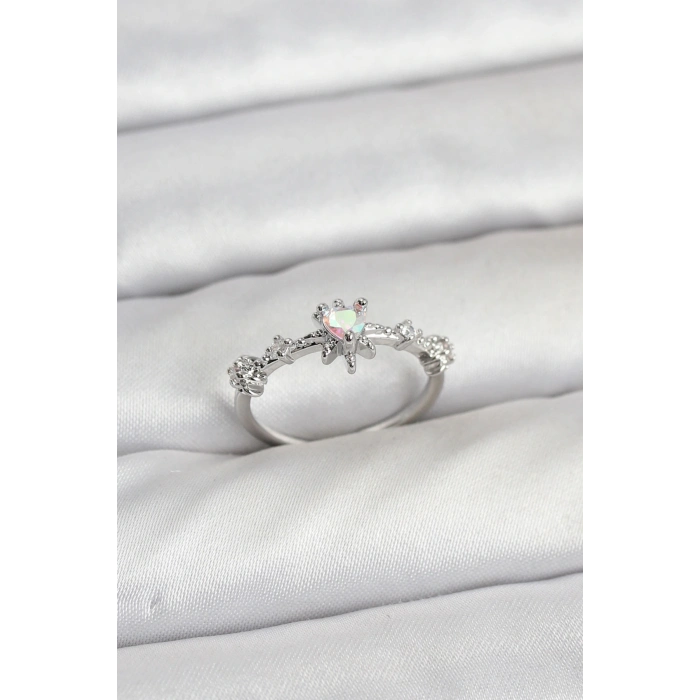 Gümüş Renk Pirinç Yıldız Model Kadın Yüzük