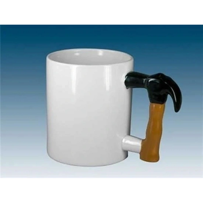 İlginç Hediyelik Çekiç Kulplu Tasarımlı Seramik Kupa Bardağı