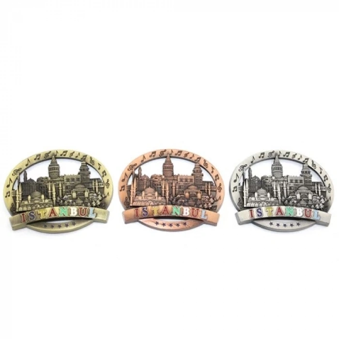 İstanbul Temalı Metal Magnet Yuvarlak Tasarım