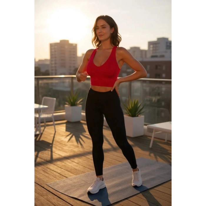 Kadın Kırmızı Derin Göğüs Dekolteli Şık Crop Top Bluz – Şık, Rahat ve Kolay Kombinlenebilir