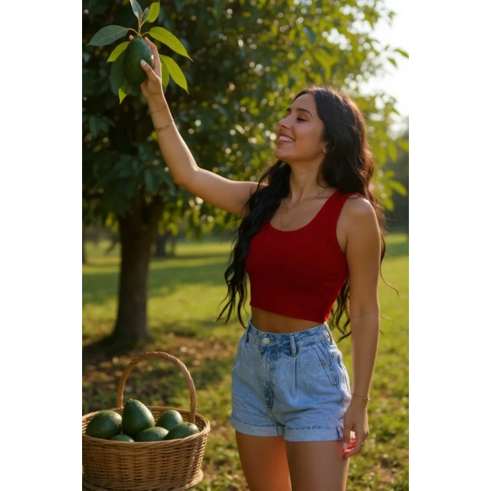 Kadın Kırmızı Kare Yaka Crop Top Bluz – Şık, Rahat ve Kolay Kombinlenebilir