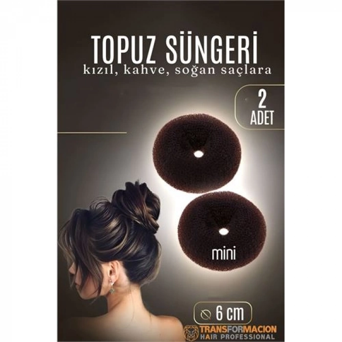 KAHVE Mini Saç Topuz Süngeri  2 ADET 6 CM Çap 2.5 cm Kalınlık
