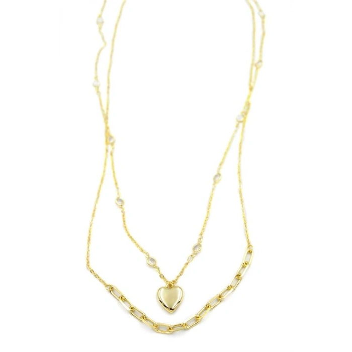 Kalp Kolye - 90cm - Altın