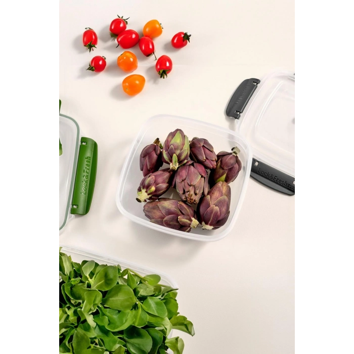 Kare 5 Parça Contalı Vakumlu Sızdırmaz Hava Almaz Saklama Kabı Seti (3750/2400/1500/900/500 Ml)