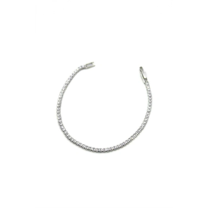 Kare Taşlı Su yolu Bileklik - Gümüş