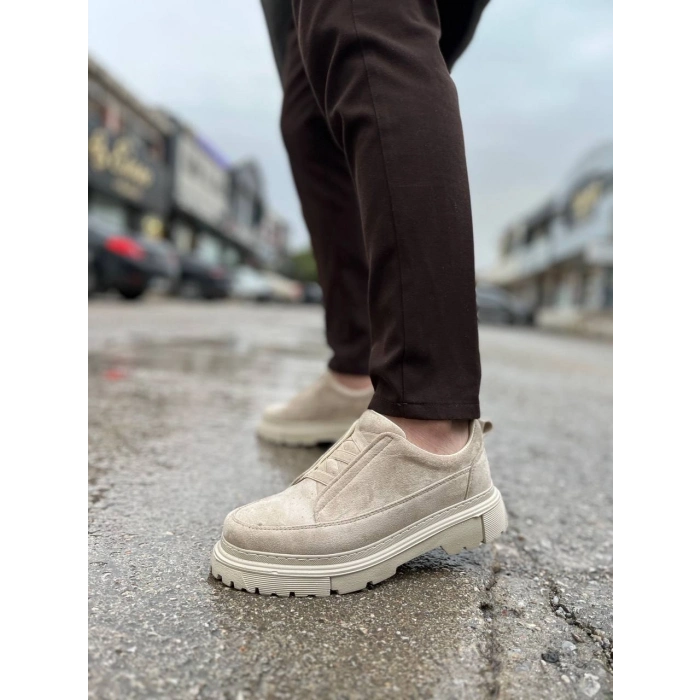 KB-703 Kuback Bej Süet Lastikli Günlük Erkek Ayakkabı
