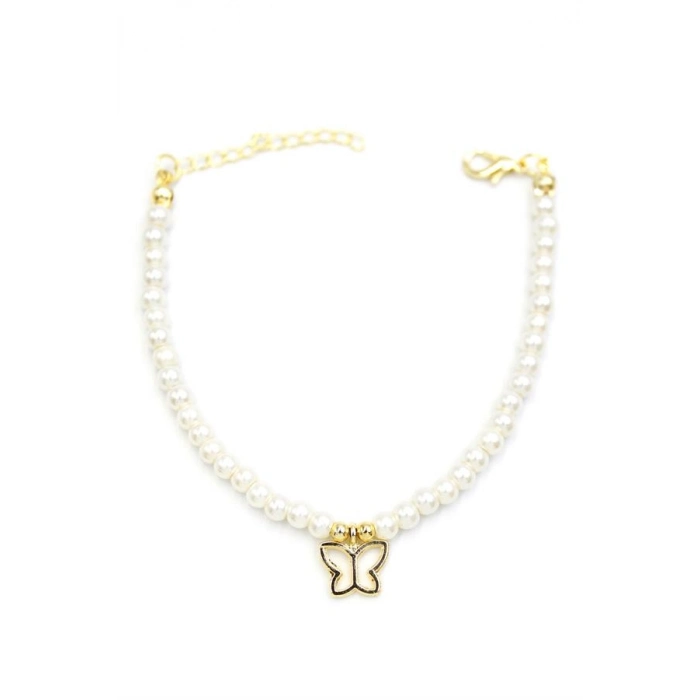 Kelebek İnci Bileklik - Altın