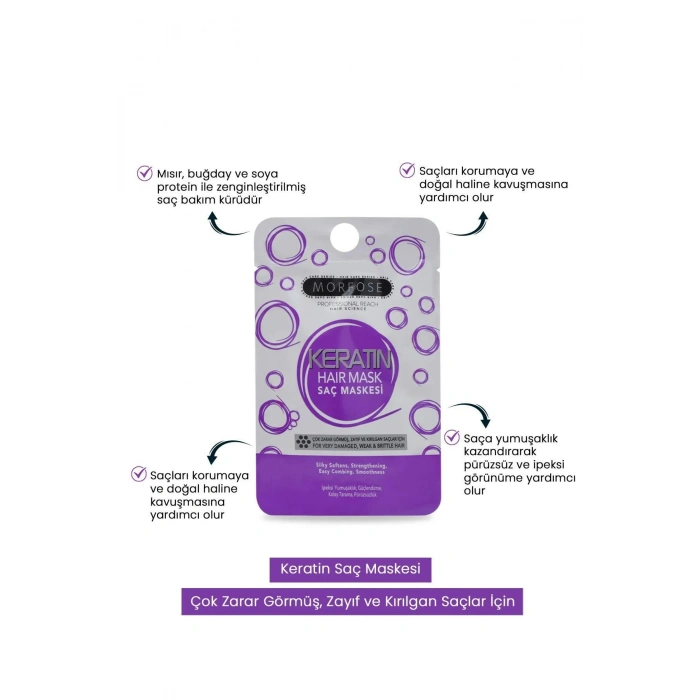 Keratin Saç Maskesi 25 ML (24 ADET) - Yıpranmış Saçlar İçin - mrfs