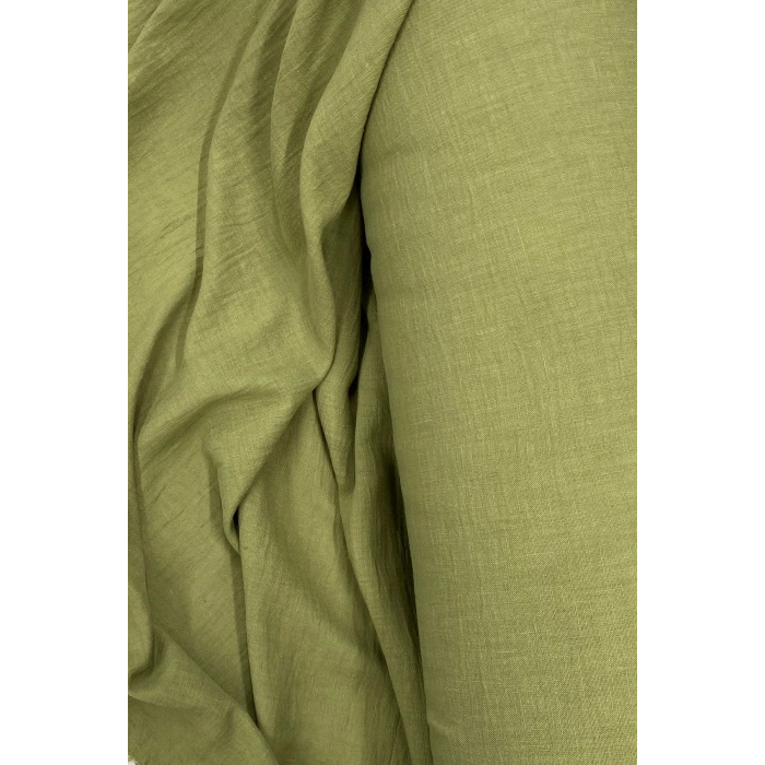 Keten Kumaş - Organik Kumaş - Perde Kumaşı - Ince Keten - Kıyafet Için Kumaş Örtü Haki Yeşil 82