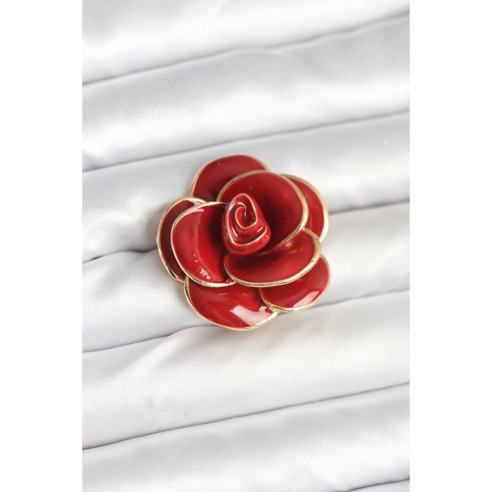 Kırmızı Gül Model Broş