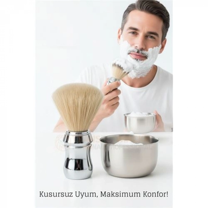 Klasik Tıraş Seti – Krom Parlak Saplı Fırça & 304 Paslanmaz Çelik Tıraş Tası