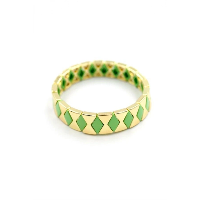 Lastikli Porselen Bilezik - Yeşil