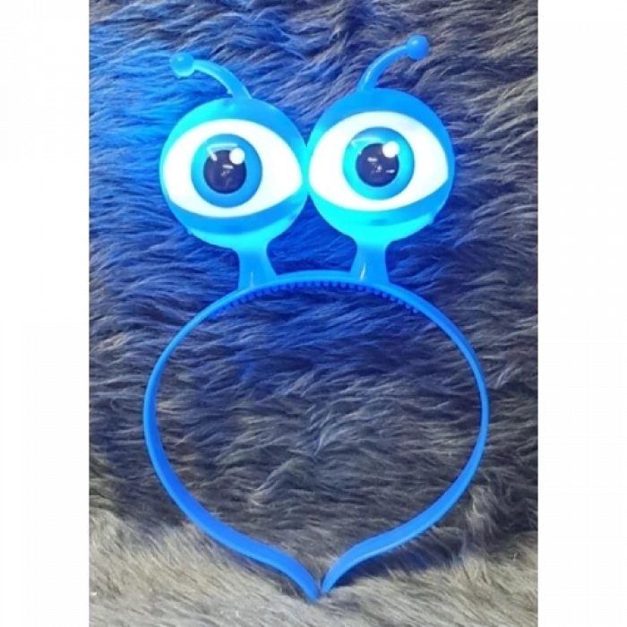 Led Işıklı & Pilli Uzaylı Göz Parti Tacı Mavi Renk