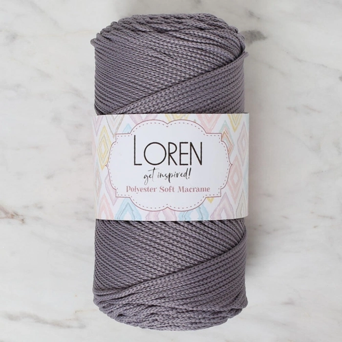 Loren Polyester Soft Macrame Gri El Örgü İpi - LM050 - 34448