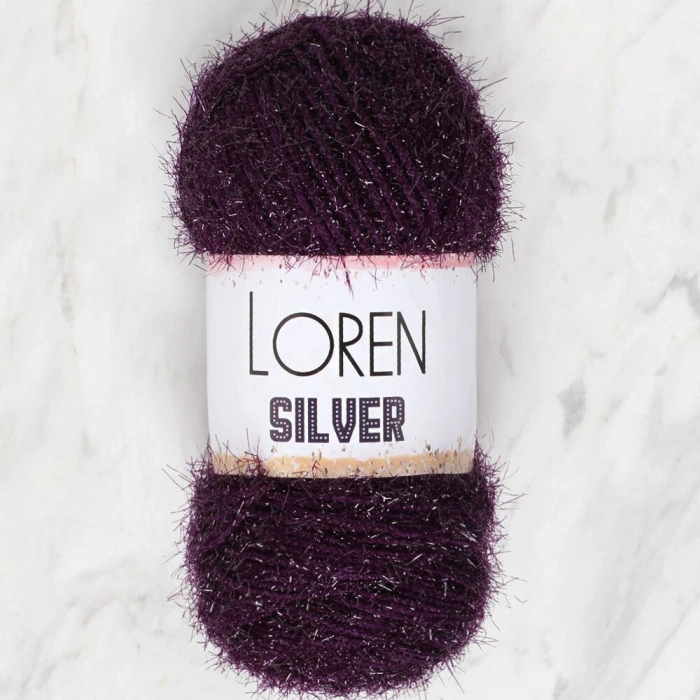 Loren Silver Patlıcan Moru El Örgü İpi - RS0109 - 34082